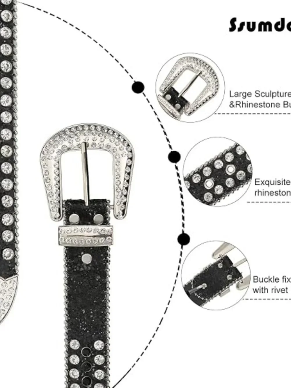 Women's Rhinestone Bling Studded 1.5